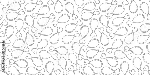 fried chicken seamless pattern background. doodle fried chicken pattern background. fast food background. Chicken leg seamless pattern. Chicken drumstick pattern.