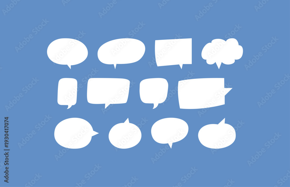 Obraz premium White Speech Bubbles on Blue Background talk bubble