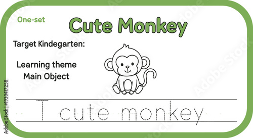 Cute Monkey Tracing Activity for Kindergarten Kids - Learn to Write