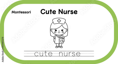 Cute Nurse Coloring Page for Kids - Montessori Style