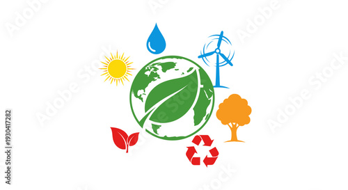 Green Earth Environmental Protection Symbol.