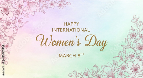 Happy International Women's Day celebration with floral design