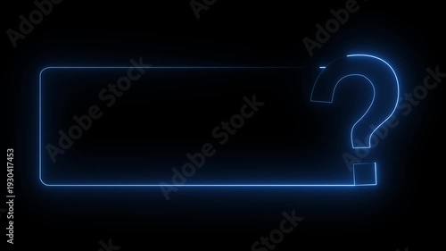 Abstract Neon Question Mark with Glowing Animation on Black Background.