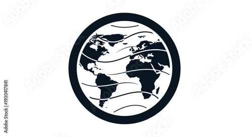 Black and white world map globe.