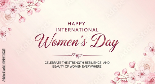 Happy International Women's Day celebration with flowers
