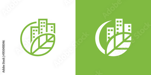 EcoFriendly City Logo Sustainable Urban Development Concept.
