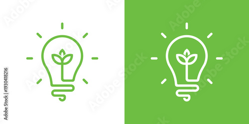 Ecofriendly light bulb with plant inside green energy concept.