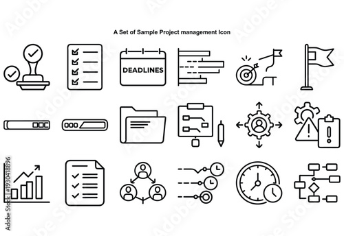 Set of black and white project management checklist
