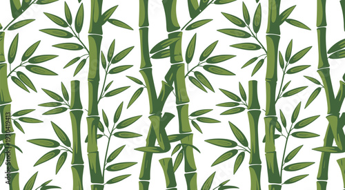 Seamless green bamboo pattern, tropical leaf and stem background, botanical repeating design for fabric wallpaper wrapping and surface decor