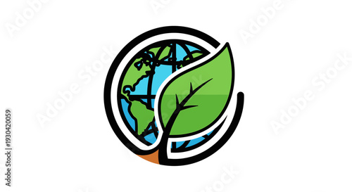 Earth Globe with Green Leaf Tree.