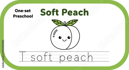 Cute Soft Peach Character with Tracing Lines for Preschool Learning