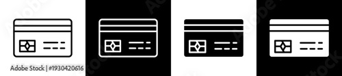 Credit Card Icon In Flat Version On Black And White Background