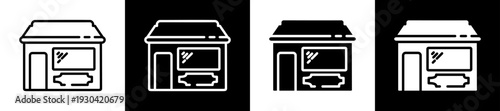 Store Icon In Flat Version On Black And White Background