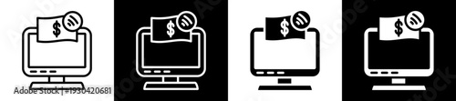 Online Store Icon In Flat Version On Black And White Background