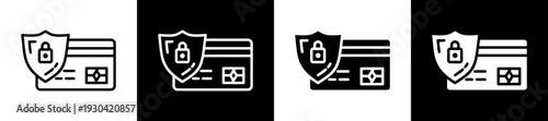 Secure Payment Icon In Flat Version On Black And White Background