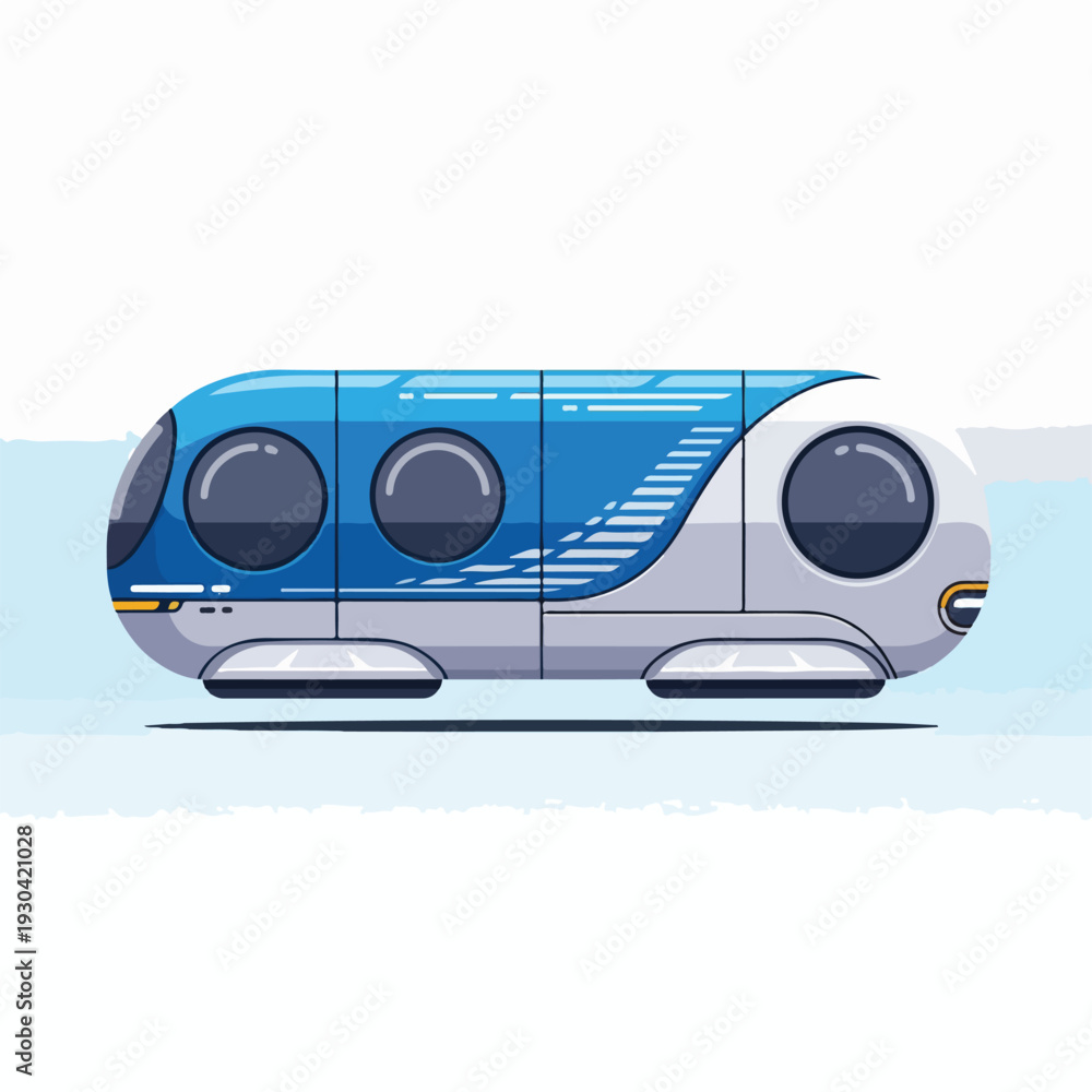 Obraz premium Pixelated, stylized futuristic transport vehicle with round windows