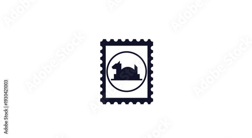 Black silhouette of llama on stamp.