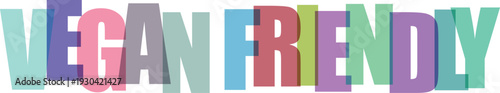 Colorful vegan friendly text in pastel gradient letters typography