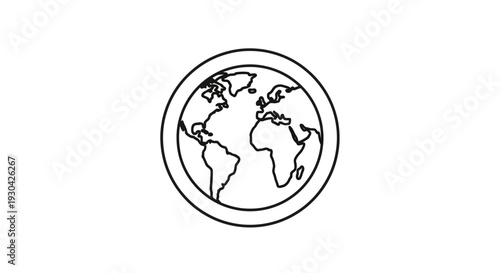 Black and white earth globe icon.