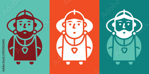 Stylized portrait of a woman repeated in a colorful pop art arrangement