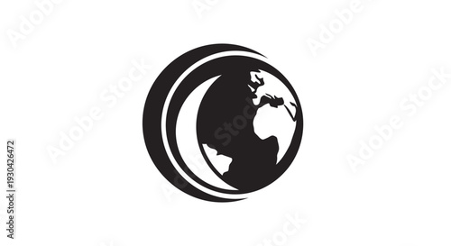 Black and white earth globe symbol.