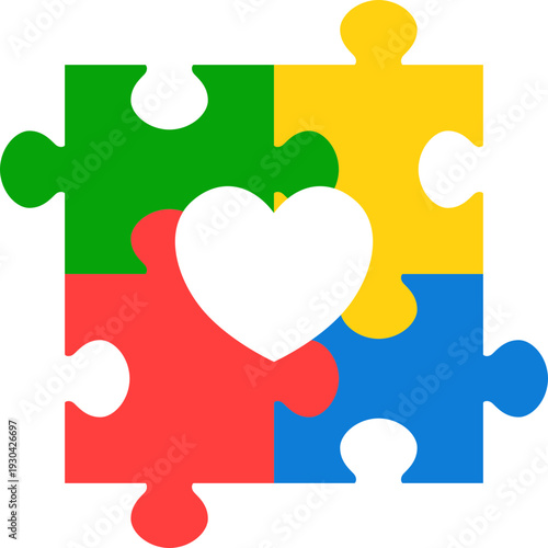 World autism awarness day illustration. Puzzle, pieces, child vector isolated.