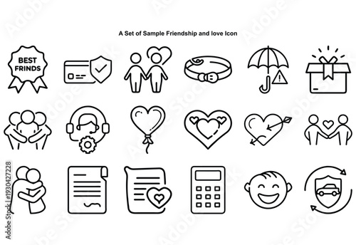 Set of friendship and love line credit card