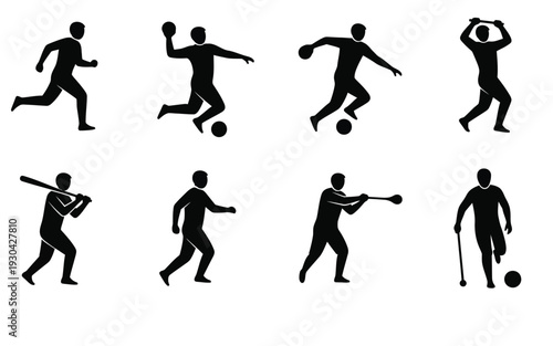 Silhouette of various sportsmen in action