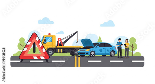 Car Towing Service on Highway.