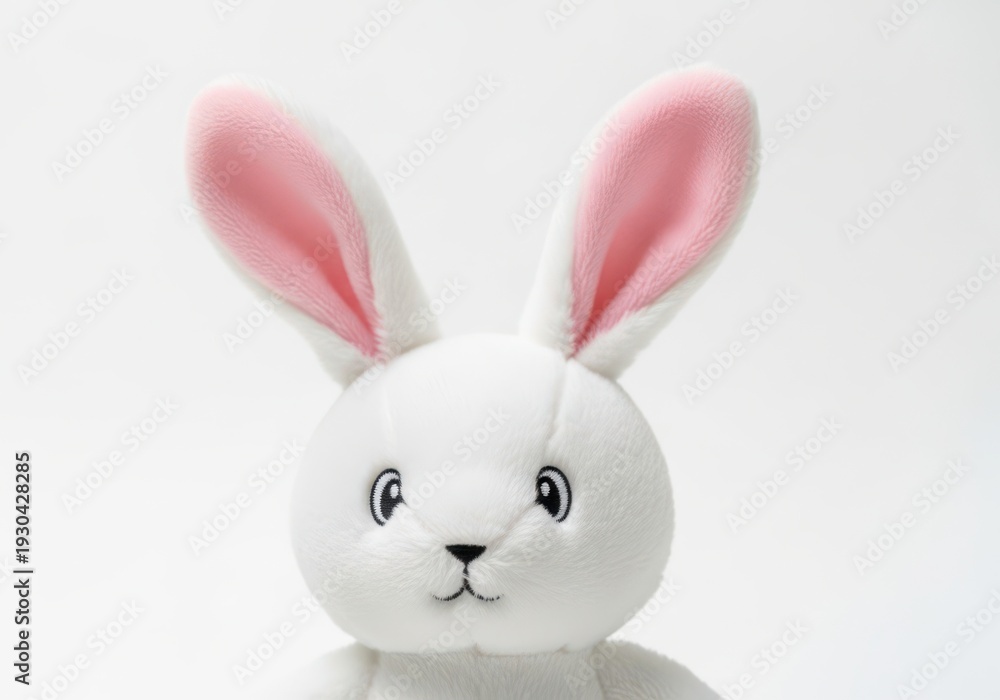 Obraz premium A cute white bunny with pink ears and a soft, fluffy appearance