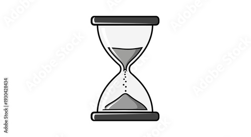 Hourglass with sand flowing, symbolizing time passing, countdown, measurement, urgency, and deadlines. Simple icon.