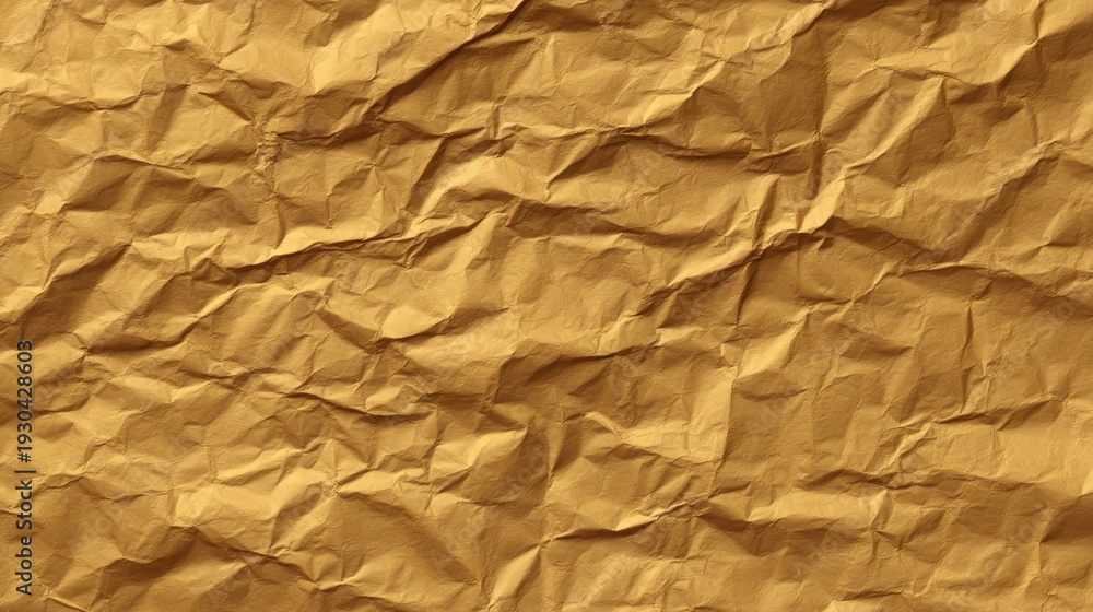 Obraz premium Crumpled and Textured Golden Paper Background for Artistic Designs, Crafts, and Creative Projects in Various Applications