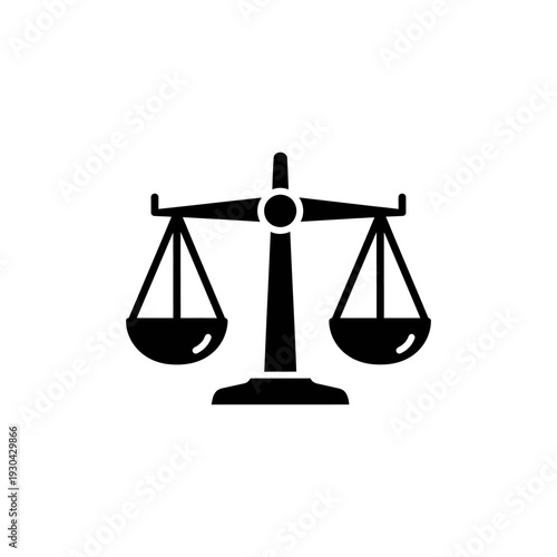 Black Silhouette of Balanced Justice Scales Icon