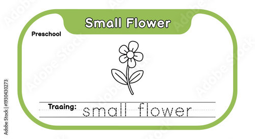 Preschool Tracing Worksheet: Small Flower Illustration for Early Education