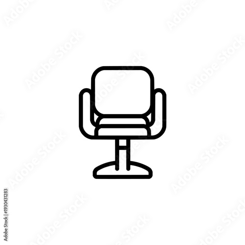 Beauty salon chair icon. Hairdresser and barbershop equipment symbol. Professional furniture for beauty parlor. Vector illustration isolated on white background.