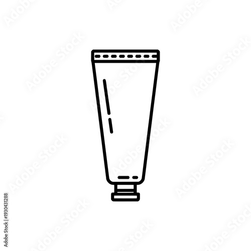 Face scrub tube icon. Cosmetic packaging sign and symbol. Skincare product outline. Vector illustration isolated on white background.