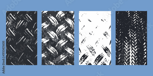 Four panels displaying varying textures and contrasts of a braided material