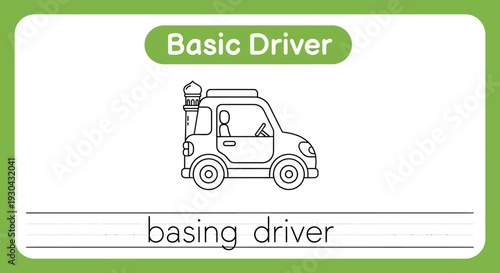 Basic Driver Learning Card with Car Illustration and Text