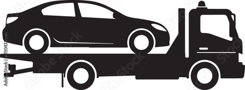 Tow truck icon. Recovery truck. Breakdown cover. Recovery service. Roadside assistance. Vector icon isolated on white background.