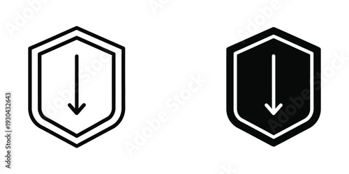 Shield Down Arrow Icon Security Symbol Vector Graphics