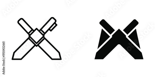 Crossed Pens Writing Tool Symbol Business Icon Vector