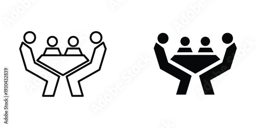 Team Meeting Support Icon Corporate Collaboration