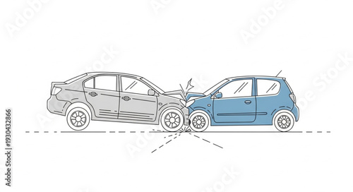 Cars Colliding with Damaged Bumpers.