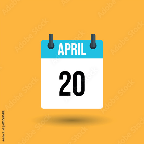 Calendar page april 20 date