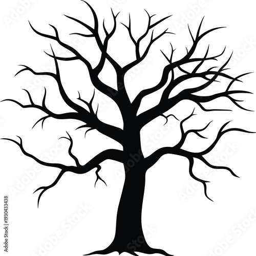 vector of a Bare tree silhouette on a transparent background