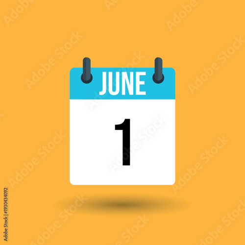 June 1 calendar page date number 1 teal