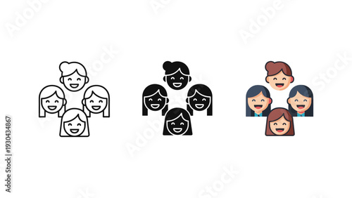 Diverse family generations illustration vector happy multiracial people group smiling together flat design