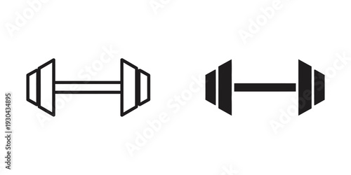 Dumbbell Icon Set Fitness Weight Equipment Symbol