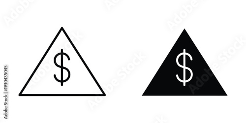 Dollar Sign Warning Triangle Financial Risk Alert Symbol