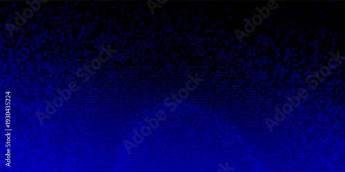Blue glowing hexagon texture. Abstract neon hexagonal grid wallpaper. Navy honeycomb pattern backdrop. Vector modern technology, business, science, healthcare, medicine, presentation design background